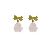 Lily of the Valley Flower Small Earrings for Women Cute Charm Green Bow White Little Bell Floral Tassel Minimalist Dangle Drop Earrings for Birthday Holiday Daily Jewelry Gifts, Acrylic, No Gemstone