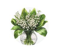 Lily Of The Valley Flowers Round Magnetic Fridge Magnets For Kitchen Durable With Enduring Magnetism