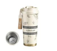 Lily of the Valley Mug, 500ml Stainless Steel or Ceramic Liner, Elegant Floral Design, NEW Tea and Coffee Travel Cup with Built-In Infuser, Insulated Tumbler for Women (Black stainless steels)