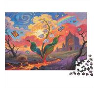 Lily of The Valley Paper Fantasy Flower with Rainbow And Castle Jigsaw Puzzle Set Mind Stimulating Secret Santa Gift 38x26cm/1000pcs