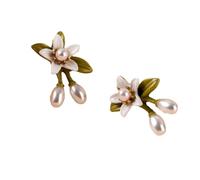 Lily of the Valley Pearl Stud Earrings for Women Sweet Nature Inspired Floral Jewelry