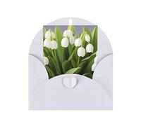 Lily Of The Valley Print Blank Greeting Cards, Love Buttons, Pearl Paper Envelopes Suitable For Various Occasions - Anniversary Cards, Thank You Cards, Holiday Cards, Wedding Cards, Congratulations