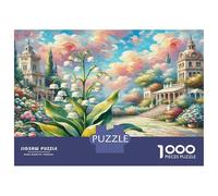 Lily of The Valley Puzzle for Adults 1000 Piece Blue Wildflower Garden Difficult Challenging Educational Game 52x38cm/1000pcs
