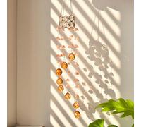 Lily of the Valley Sun Catcher - Crystal Wind Chime for Fairy Gardens & Windows, Handmade Floral Prisms | Weatherproof Outdoor Hanging Decor (47.5cm) (orange)