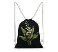 Lily of The Valley Vintage Plant Drawstring Backpack Canvas String Bag Lightweight Sports Gym Bag for Men Women