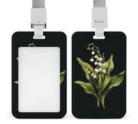 Lily of The Valley Vintage Plant ID Badge Holder Retractable Clip Card Holder Card Protector Name Badge Name Tag for Work Office Doctor Nurse