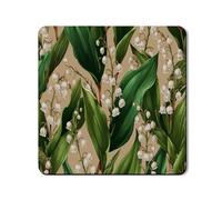 Lily of the Valley Washer Dryer Top Protector Mat, Elegant Botanical Laundry Room Covers, Vintage Floral Design, Summer Trip Waterproof Washer and Dryer Mats 24x24 Inch