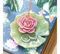 Lily Pad Ceramic Incense & Trinket Dish - Elegant Home Decor
