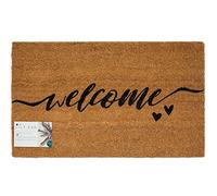 Lily Pad Doormats LPDoormats - welcome door mat - large coir doormat 75 x 45 - heavy duty brown doormat size 75cm x 45cm - indoor door mat - outdoor sheltered use mat - front door mats (Welcome)