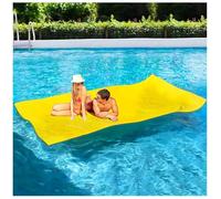 Lily Pad Floating Mat - Floating Water Mat - Floating Mat for Lake, 3-Layer Tear-Resistant XPE Foam,with A Elastic Bungee Tether for Lake, Beach, Ocean, Pool,Yellow,3.5m x 1.5m x 3.3cm