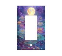 Lily Pad Light Switch Cover Plates/Outlet Covers, Violet Moonlit Water Scene for Home Decor, Thermoplastic Wall Plates, Standard Size Single Rocker