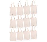 Lily queen Natural Canvas Tote Bags DIY Reusable Shopping Grocery Bag (Natural - 12 Pack)