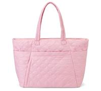 Lily queen Tote Bag for Women Lightweight Puffer Shoulder Bag with Zipper Large Handbag Work Travel (pink)