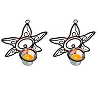 Lily’s Home Southwestern Sun Decorative Votive Candle Tea Light Wall Mount Sconces, Black Steel, with Clear Glass Tealight Candle Holders, Set of 2