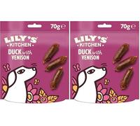 Lily’s Kitchen Made with Natural Ingredients Adult Dog Treats Packet Scrumptious Duck with Venison Sausages Grain-Free Recipes 8 x 70g (Pack of 2)