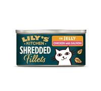 Lily’s Kitchen Made with Natural Ingredients Shredded Fillets in Jelly with Chicken and Salmon Adult Wet Cat Food Tin 24 x 70g
