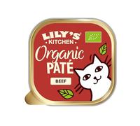 Lily’s Kitchen Organic Smooth Paté Beef, Complete Nutrition, Cat Wet Food (19x85g) Tray, for Adult Cats, Grain-free Recipe, With Organic Natural Ingredients, Suitable for Sterilised Cats