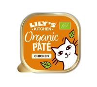 Lily’s Kitchen Organic Smooth Paté Chicken, Wholesome, Complete Nutrition, Cat Wet Food (19x85g) Tray, for Adult Cats, Grain-free Recipe, With Organic Natural Ingredients, Suitable for Sterilised Cats