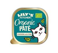 Lily’s Kitchen Organic Smooth Paté Chicken with Fish, Wholesome, Complete Nutrition, Cat Wet Food (19x85g) Tray, for Adult Cats, Grain-free Recipe, With Organic Natural Ingredients