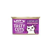 Lily's Kitchen Made with Natural Ingredients Tasty Cuts in Gravy Chicken with Fish Mature Wet Cat Food Tin 18 x 85g (Package may vary)