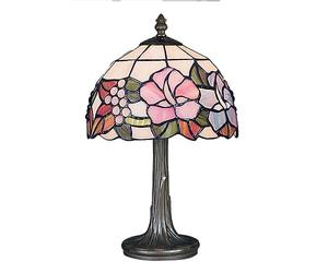 Lily Small Tiffany Style Stained Glass Floral Table Lamp | Handcrafted stained glass shade with elegant floral design, ideal for bedside tables, lounges and reading corners.