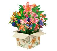 Lily Square Box Pop Up, Paper Flower Bouquet Greeting Cards with Blank Note Card & Envelope, gift for celebrating Love, Holiday, Birthday, Anniversary, Special Moments, Valentine's Day