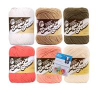 Lily Sugar'n Cream 100% Cotton Yarn 6-Pack Bundle with Bella's Crafts Stitch Markers (Desert Mix)