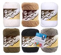 Lily Sugar'n Cream 100% Cotton Yarn 6-Pack Bundle with Bella's Crafts Stitch Markers (Neutrals)