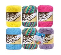 Lily Sugar'n Cream 100% Cotton Yarn 6-Pack Bundle with Bella's Crafts Stitch Markers (Psychadelic Mix)