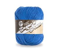 Lily Sugar'n Cream Yarn, Natural Stripes, Dazzle Blue