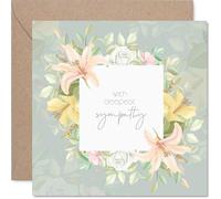 Lily Sympathy Card for Women Men - Deepest Sympathy Bouquet - Mourning Bereavement Cards for Adults, 145mm Condolences Thinking of You Greeting Cards