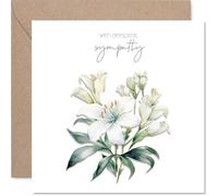 Lily Sympathy Card for Women Men - Deepest Sympathy Lilies - Mourning Bereavement Cards for Adults, 145mm Condolences Thinking of You Greeting Cards