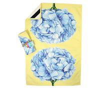 Lily Tangerine exclusive and unique 100% cotton tea towel. Bright, fun and colourful animal and floral prints. Made in the UK. 70x50 cm approx. Includes diagonal hanging loop. (Hydrangea)