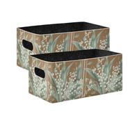 Lily Valley Bellflower Brown Cube Storage Organizer 2 Pack Organizing Closet Shelf for Book, and Clothes Living Room
