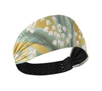 Lily Valley Bellflower Gold no slip fashion headbands Stretchy hairbands for women's hair for Running Athletic Sports washing face hiking