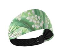 Lily Valley Bellflower Green Moisture Wicking yoga headband Elastic head for women for Football Daily use hiking washing face