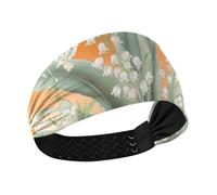 Lily Valley Bellflower Orange Cooling extra wide headbands for women Stretchy sweatband for Athletic Sports Workouts tennis Volleyball