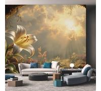 Lily Wallpaper for Living Room, Modern Landscape Flower Wall Mural for Bedroom, Non-Woven Photo Wallpaper Home Decor 315X215cm, Wall Decoration D8