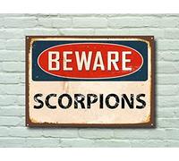 Lilyanaen New Metal Sign Aluminum Sign Beware Scorpions Beware Warning Wall Sign for Outdoor & Indoor 12" x 8"