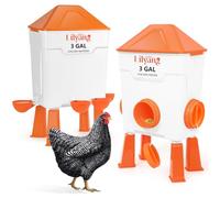 Lilyang Chicken Feeder and Waterer Set 3 Gallon, Automatic No-Waste Feeder, Large Poultry Waterer with 2.75'' Cups, Standing or Hanging Use, Feed Chickens & Ducks