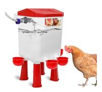 Lilyang Float-Controlled Automatic Chicken Waterer for Continuous Fresh Water, Self Filling Chicken Waterer with 60 Inch Water Hose (One End 3/4''), Suitable for Quail Duck Turkey (Red, 2 Gallons)