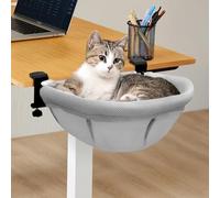 Lilyang Large Cat Desk Bed - Supports Up to 50 lbs, Spacious 17.5"x14" Sleep Area, Sturdy Dual Clamps, Breathable Mesh Fabric Cover, Cat Hammock for Home Working & Gaming Desk, Dining Table
