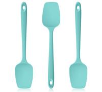 Lilybeam 600ºF Heat Resistant Silicone Spoon Spatula Set of 3, Aqua Sky | High Heat Food Safe Heatproof Kitchen Cooking Spoonulas, Seamless Flexible Bowl Scraper Spatulas for Non-Stick Pan Baking