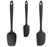 Lilybeam 600ºF Heat Resistant Spatulas, High Heat Food Safe Semless Kitchen Silicone Scraper Set for Cooking Baking Mixing Scraping Stirring Nonstick Cookware Pan Bowl (3Pcs,Dark)