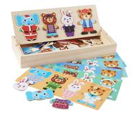 LilyBeauty Wooden Animal Dress-Up Puzzle Box-60 Pcs, Sorting & Matching Toy with Storage Case, Change Clothes Puzzle Games for Toddlers, Educational Puzzle Learning Toys for Kids Ages 3+ (Mixed)