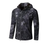 Lilychan Men’s Military Soft Shell Tactical Jacket Outdoor Sports Hunting Army Waterproof Outerwear Coat (Police black python pattern, XXXXX-Large)