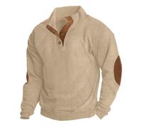 Lilychan Mens Corduroy Long Sleeve Shirt Military Tactical Button Down Sweatshirt Retro Streetwear Outdoor Pullover (Khaki, Large)