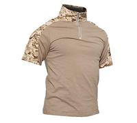 Lilychan Men's Desert Digital Tactical Short Sleeve Shirt with Zipper (XL)