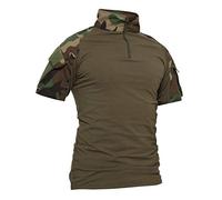 Lilychan Men's Jungle Camouflage Tactical Combat Shirt with Zipper, Short Sleeve, Loose Fit, XL