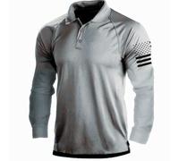 Lilychan Men's Long Sleeve Shirt Cargo Tactical Military Pullover T-Shirt Quick Dry Army Combat Polo Shirts (Grey, X-Large)